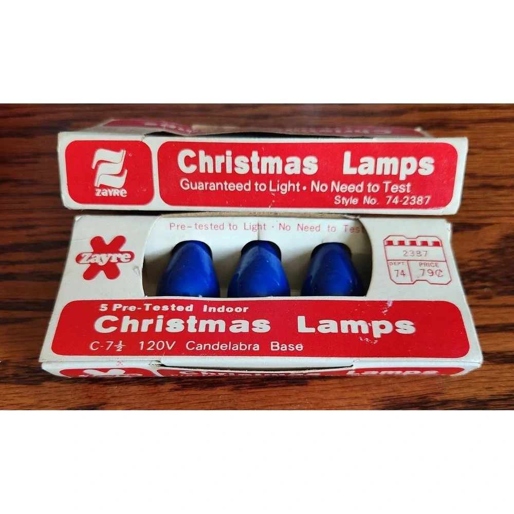 VTG ZAYRE C-7.5 Christmas Lamps Easter Blue And Orange Bulbs - 2 Pack (10 Total)
